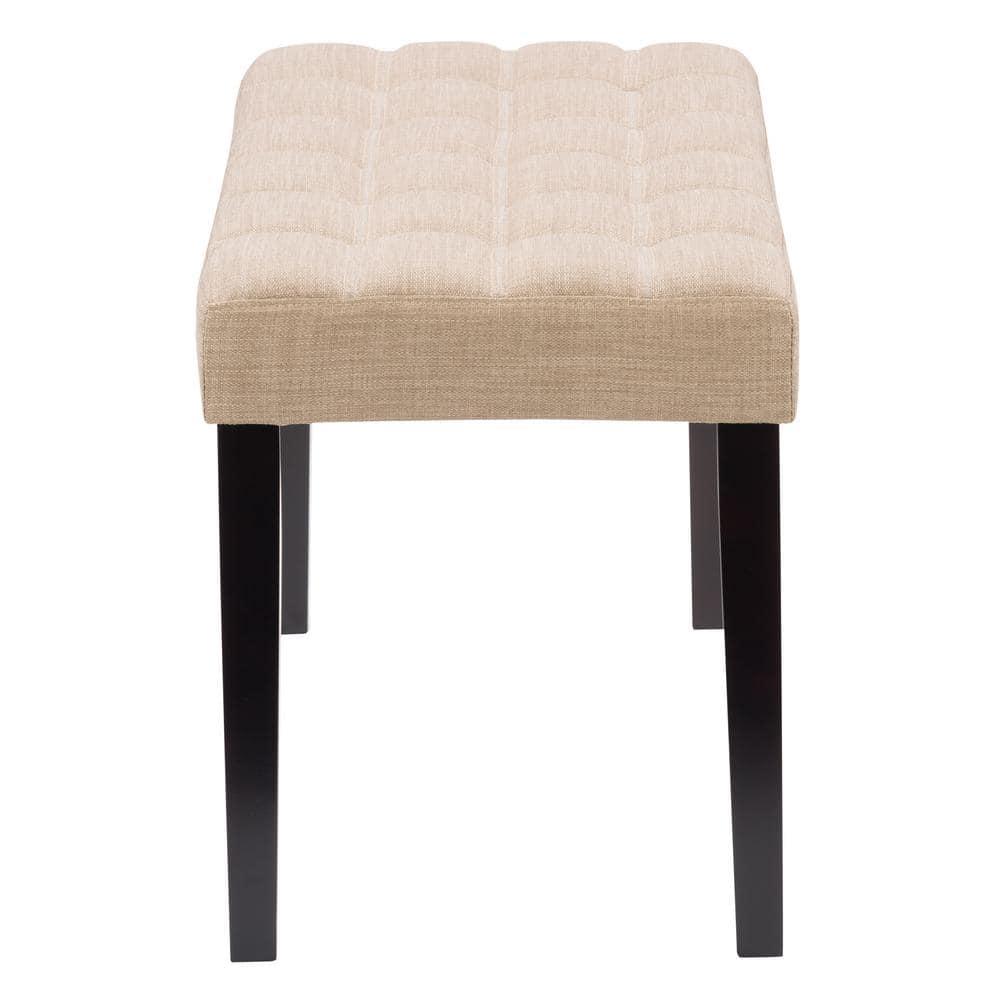 California Fabric Tufted Bench Beige - CorLiving