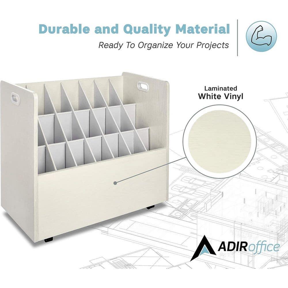 AdirOffice Adiroffice 21-Slot Mobile Rolling Wood Blueprint Roll File Large Document Organizer (Set of 2)