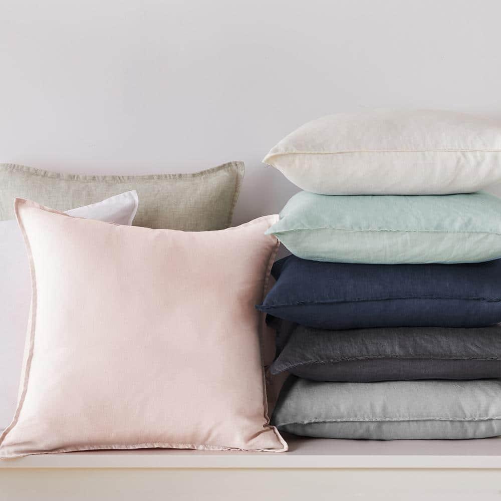 Washed Linen Square Decorative Pillow Cover Set - Navy 2pk - Levtex Home