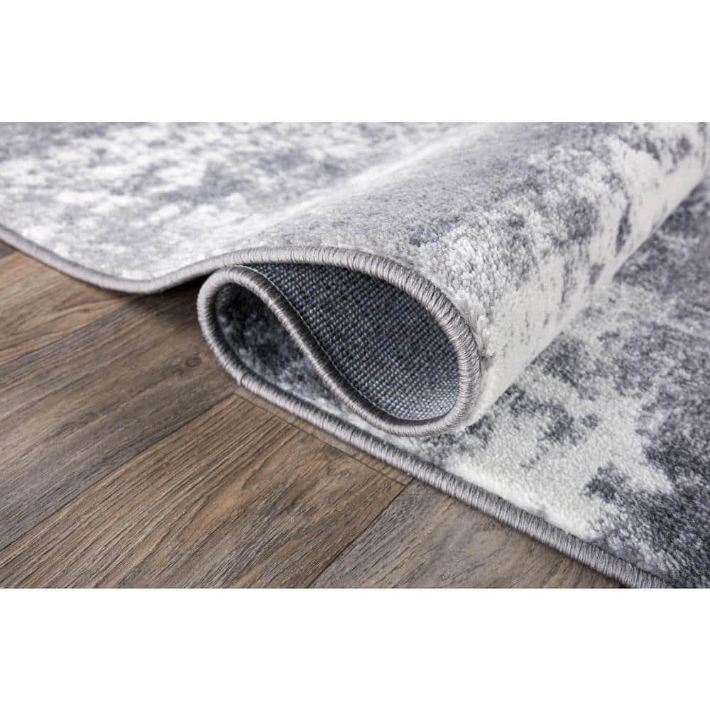 World Rug Gallery Distressed Abstract Watercolor Gray 5' x 7' Area Rug
