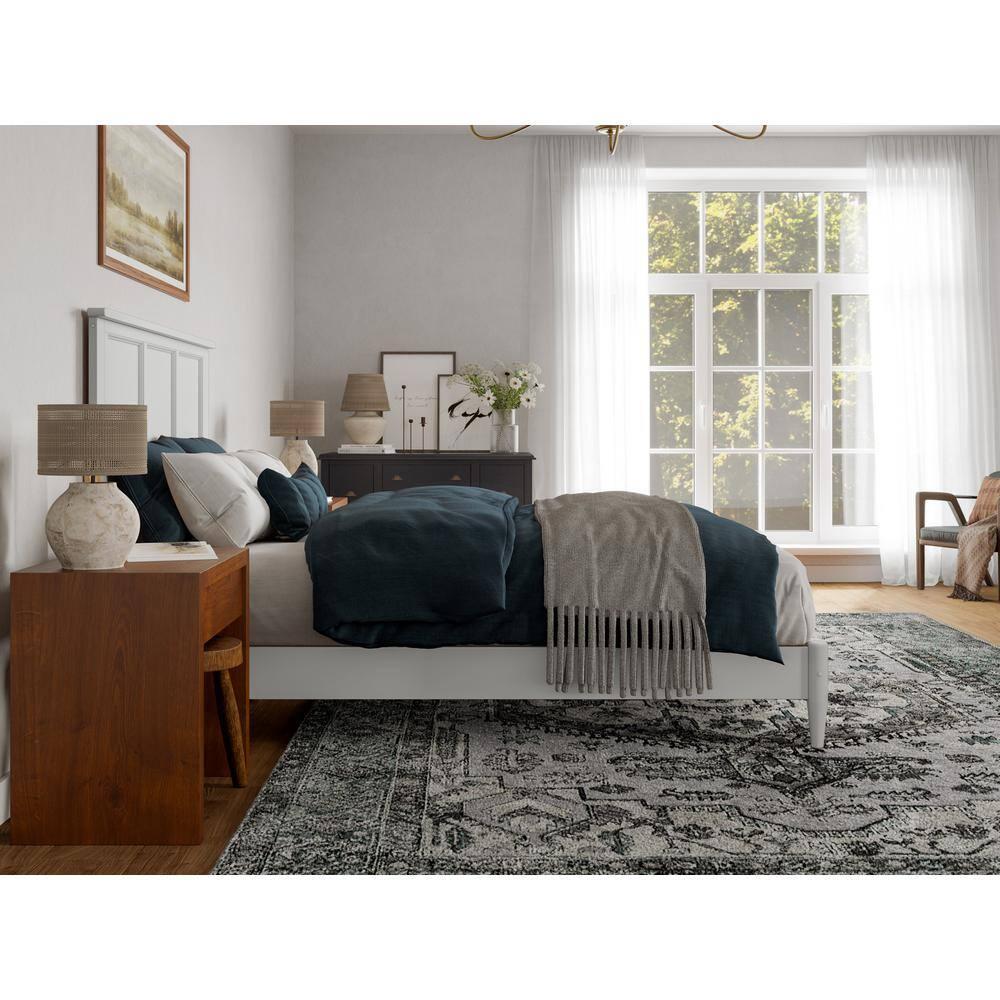AFI Charlotte Queen Solid Wood Low Profile Platform Bed, White