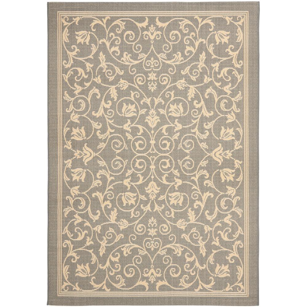 Courtyard CY2098 Power Loomed Indoor and Outdoor Area Rug - Grey/Natural - 4'x5'7" - Safavieh