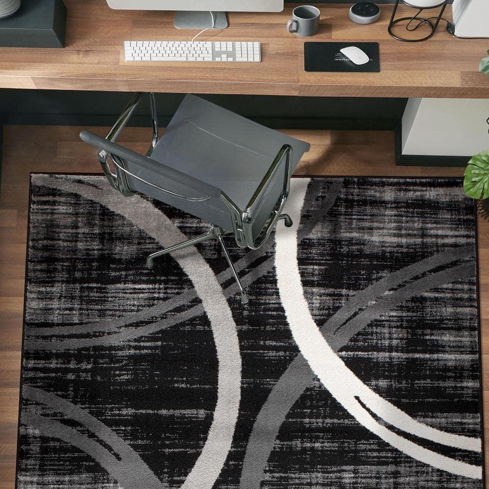 World Rug Gallery Contemporary Abstract Circles Design 3'3" x 5'  Black Area Rug
