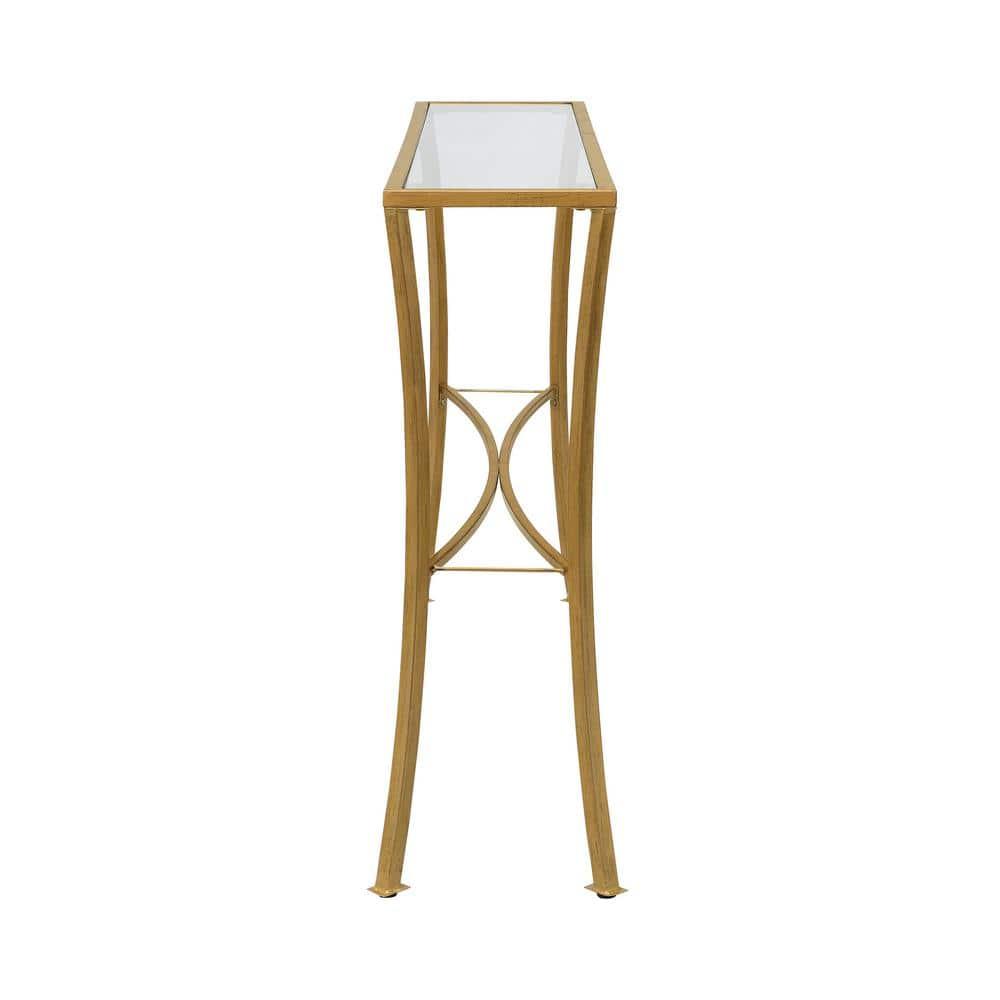 Carolina Classics Palin Glass Top Console Table in Antique Gold