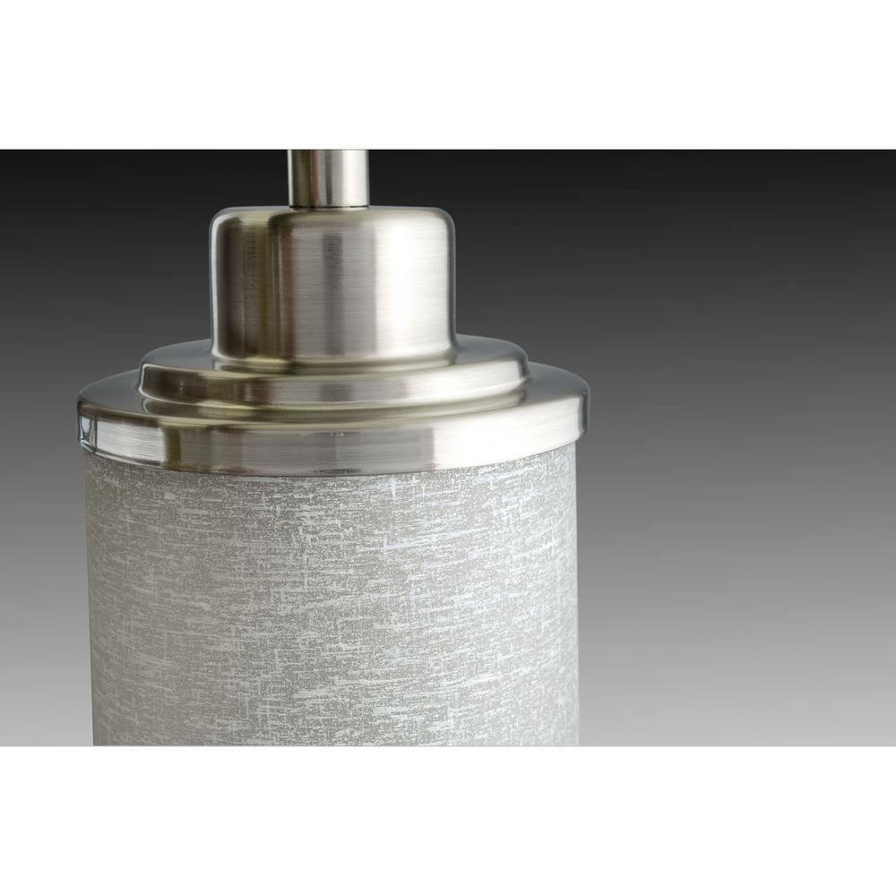 Progress Lighting Alexa Collection 4-Light Bath Fixture, Brushed Nickel, White Linen Glass Shade
