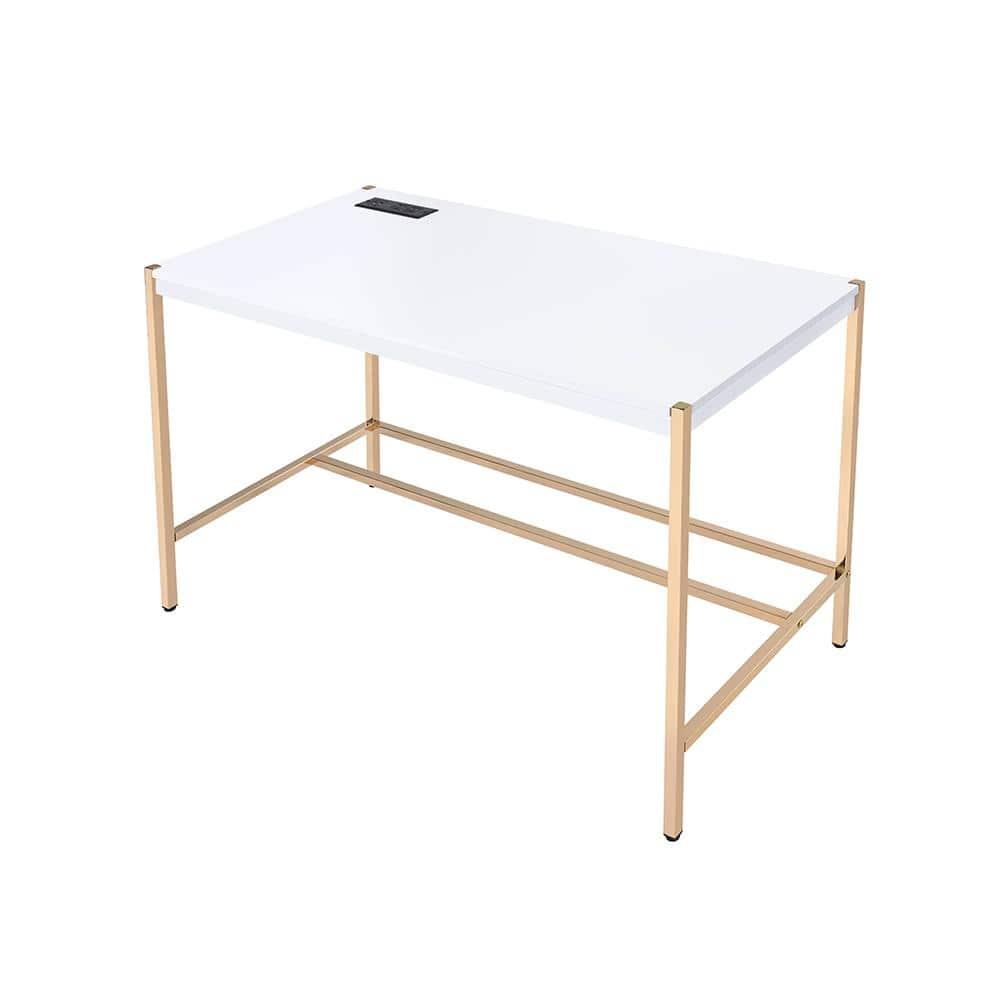 42" Midriaks Writing Desk White/Gold Finish - Acme Furniture