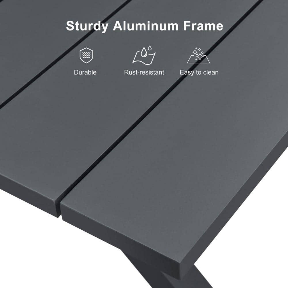 PURPLE LEAF 7 Pieces Outdoor Dining Set All-Weather PE Rattan Outdoor Patio Furniture Set with All Aluminum Frame Rectangular Table and Chairs Set for Lawn Garden Backyard Deck, Grey