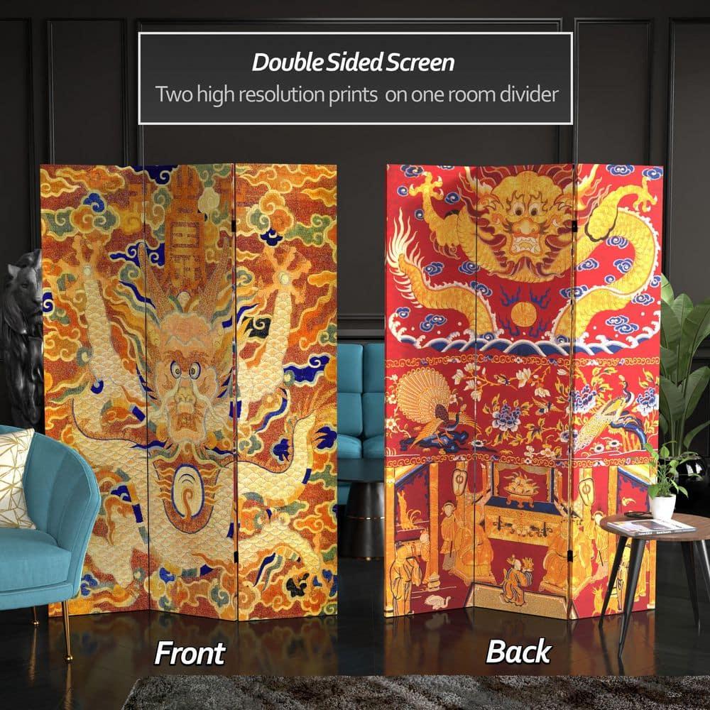 Oriental Furniture 6 ft. Tall Dragon of the Red Chamber Room Divider - 3 Panel
