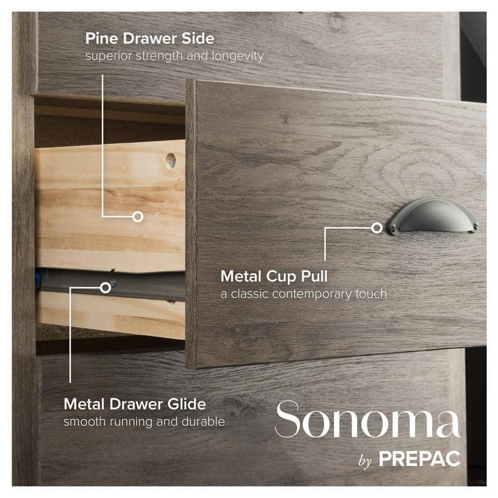 Tall 6 Drawer Chest Drifted Gray - Prepac: Space-Saving Bedroom Storage Furniture