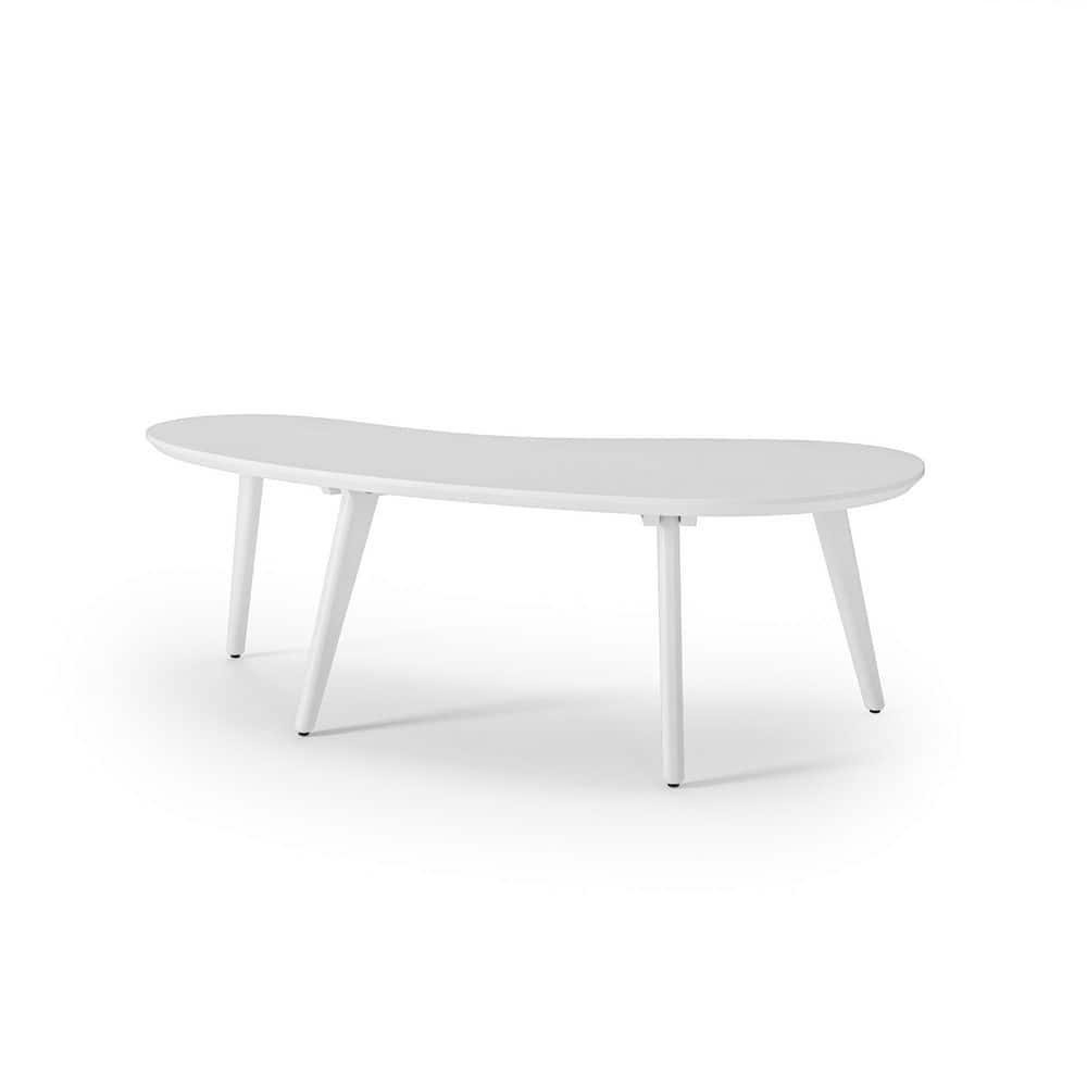 Camaflexi Mid Century Modern Coffee Table Small Tabletop Wood Coffee Desk, White