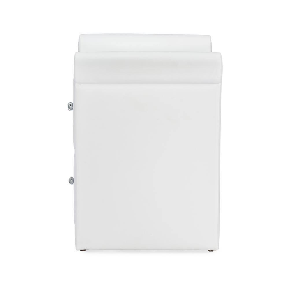 Victoria Matte Faux Leather Leather 2 Storage Drawers Nightstand Bedside Table - White - Baxton Studio