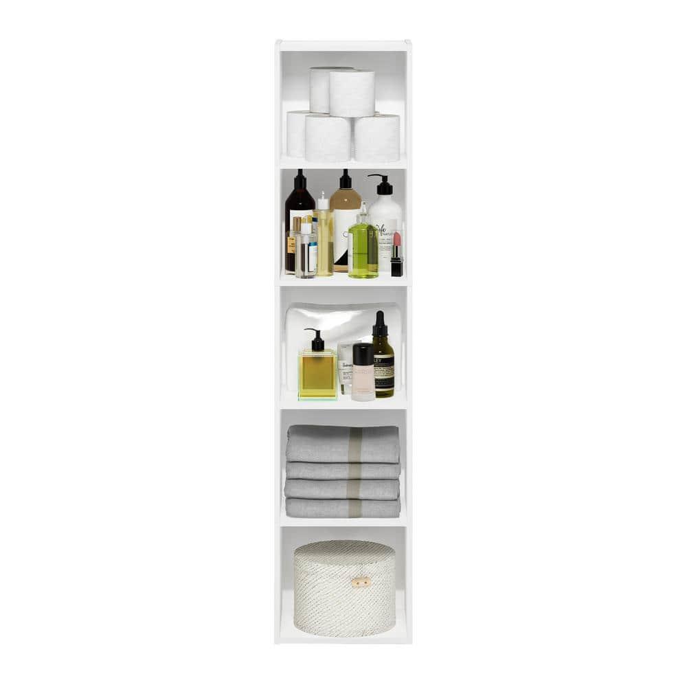 Furinno Pasir 5-Tier Open Shelf Bookcase, White