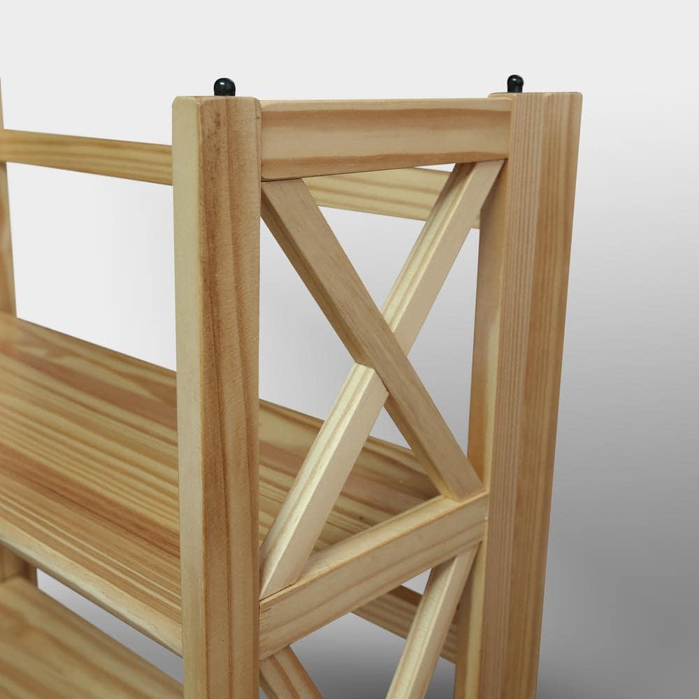 Natural Wood Montego 3-Shelf Stackable Bookcase with Doors