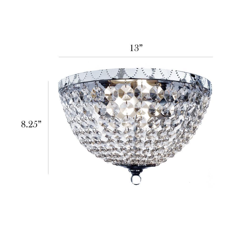 Elegant Designs Victoria Crystal Rain Drop Ceiling Light Flushmount - Chrome