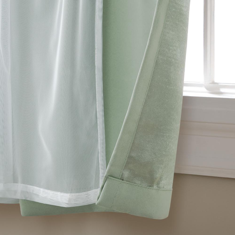 TOWN & COUNTRY LUXE Talia Double Layer Indoor Curtains, Sheer and Room Darkening Blackout, Grommet Top, Energy Efficient, 2-Pack Set, 52"x108", Mint Green