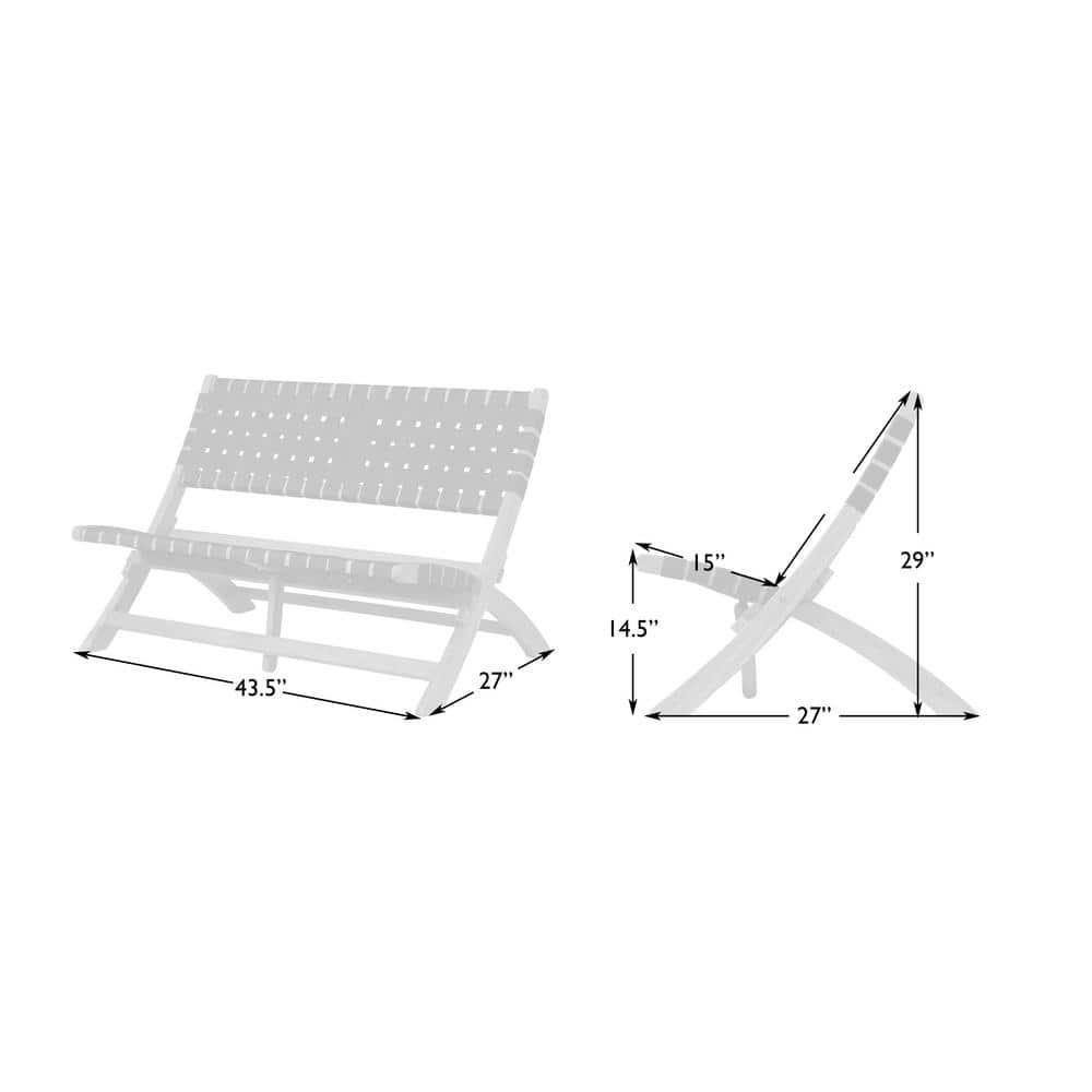 Balkene Home Sava Bench Low-Slung Acacia Wood Construction No Assembly-Unfold-Teak Toned Oil Finish