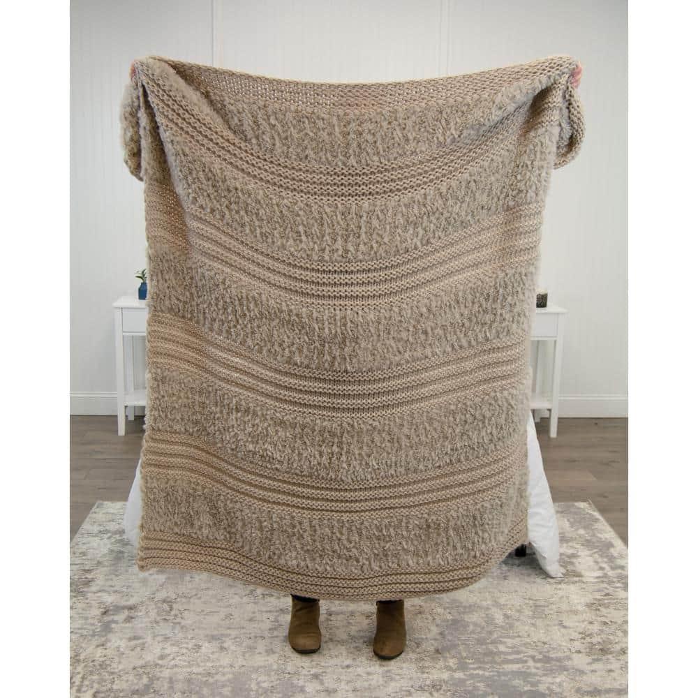 Donna Sharp Plush Knit Throw Taupe