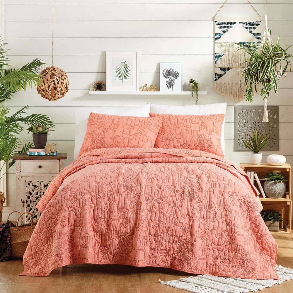 Jungalow Hamsa Solid Embroidered 3-Piece Quilt Set