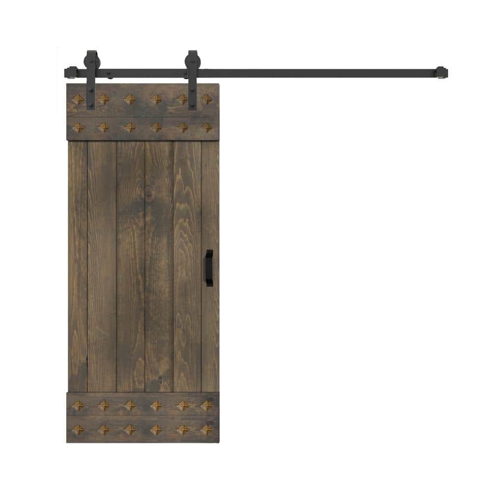 IsLife 84'' Solid Wood Paneled Matte with Installation Hardware Kit Barn Door