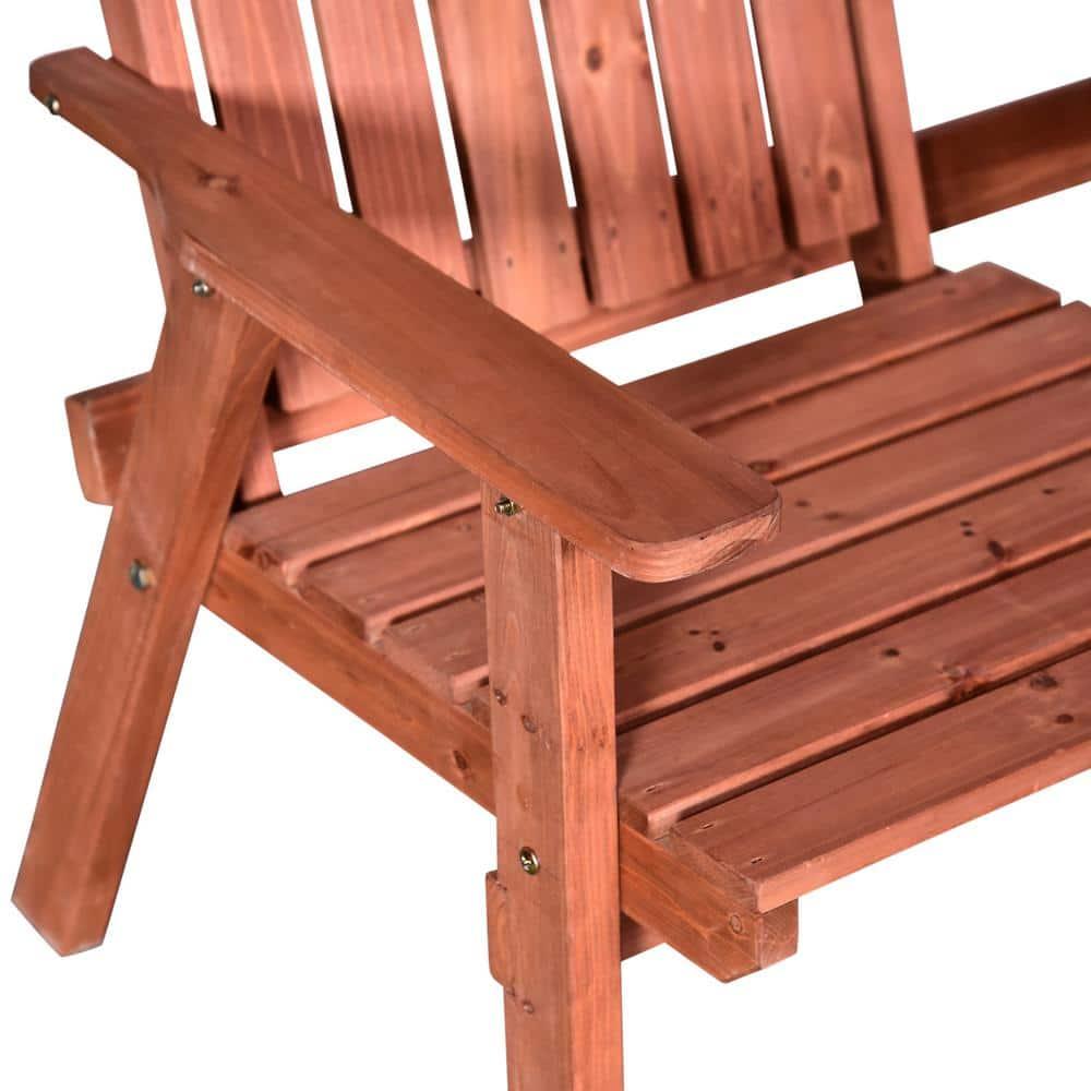 Outsunny Patio Bench, Wood Garden Bench with Center Table & Umbrella Hole, Wooden Outdoor 2 Chair Set, Slatted, Varnished, Orange