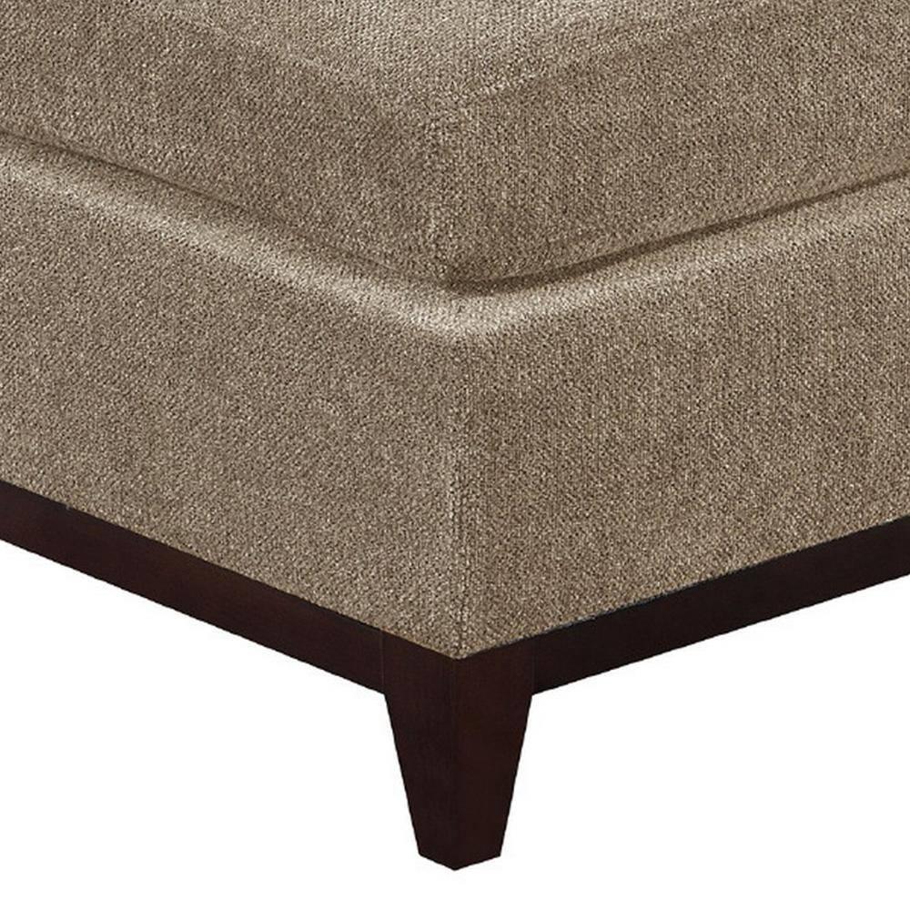 Fabric Cocktail Ottoman with Chamfered Feet, Gray