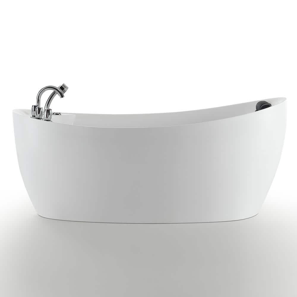 Empava EMP-67AIS02 67'' x 29.5'' Freestanding Whirlpool Plastic / Acrylic Bathtub with Faucet