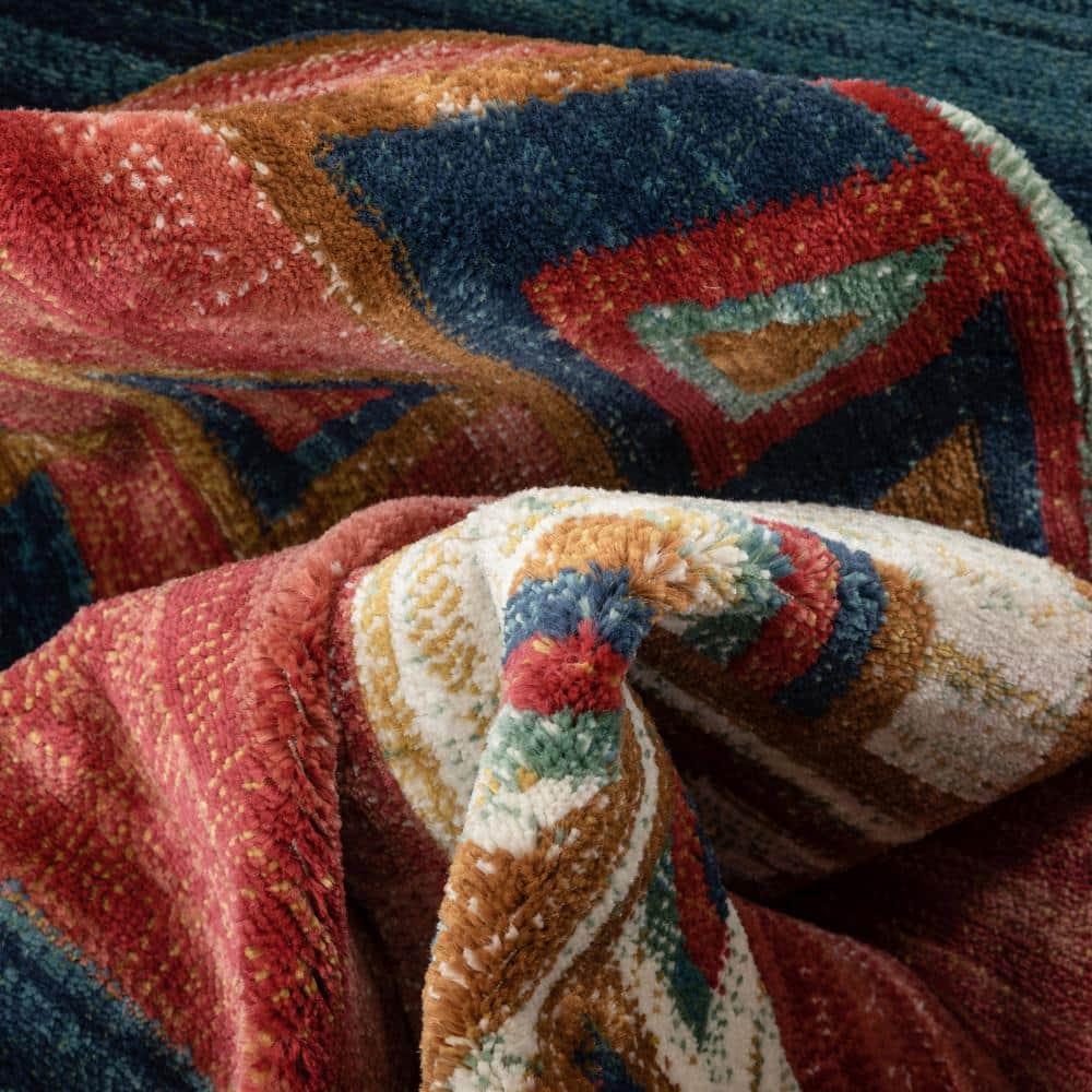 Union Rustic Crimson Southwestern Medallion Tribal Pattern Area Rug