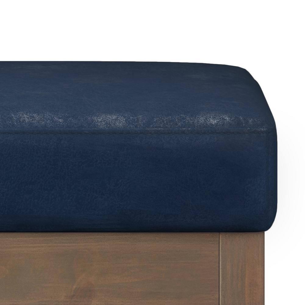Simpli Home Milltown Ottoman Bench with Upholstered Seat and Solid Wood Frame