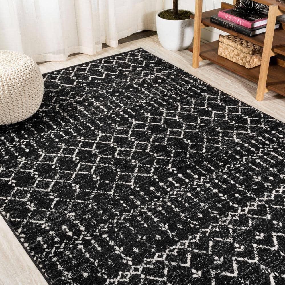JONATHAN Y Moroccan HYPE Boho Vintage Diamond Black/Ivory 3 ft. x 5 ft. Area Rug
