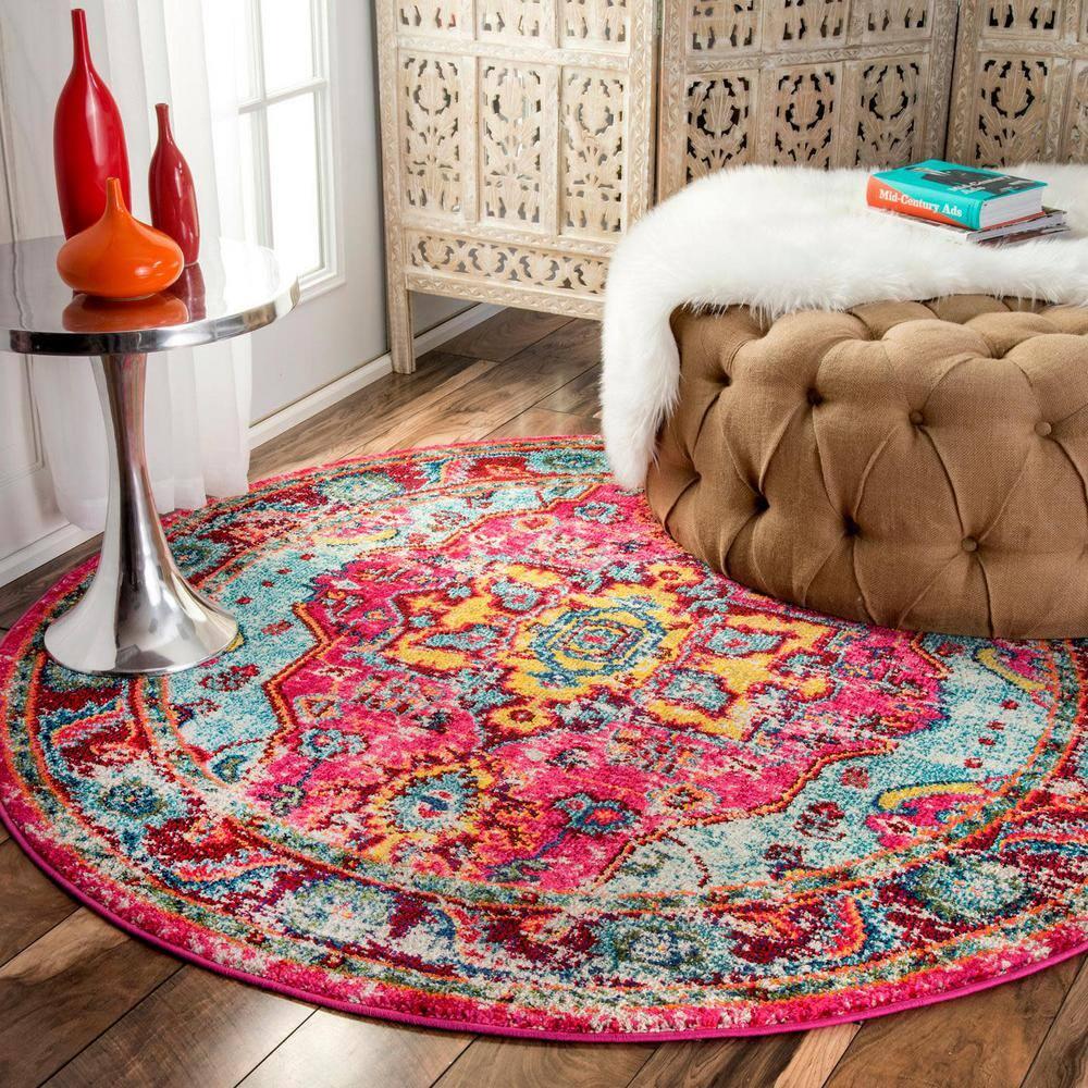 Nuloom Corbett Medallion 2x10 Runner Indoor Area Rug for Living Room Bedroom Dining Room Entryway Hallway Kitchen, Fuchsia/Ivory