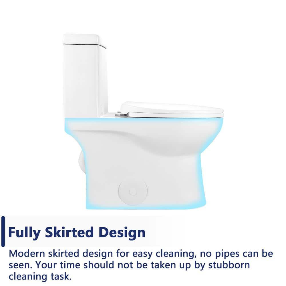 Ally Dual-Flush Elongated One-Piece Toilet with Glazed Surface Modern Toilet with Comfort Seat Height(Seat Included)