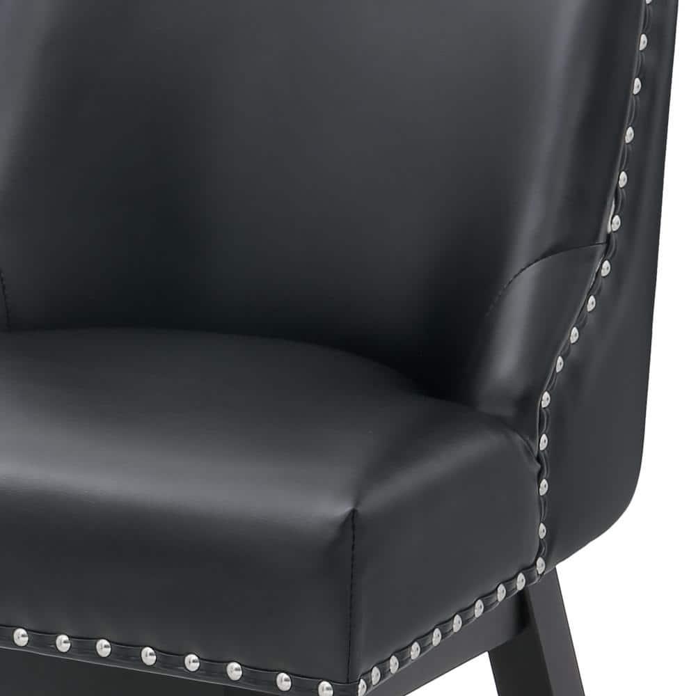 Dycanpo 26''H Swivel Bar Stools with Back Sets of 2 Faux Leather for Home Kitchen Island, Black