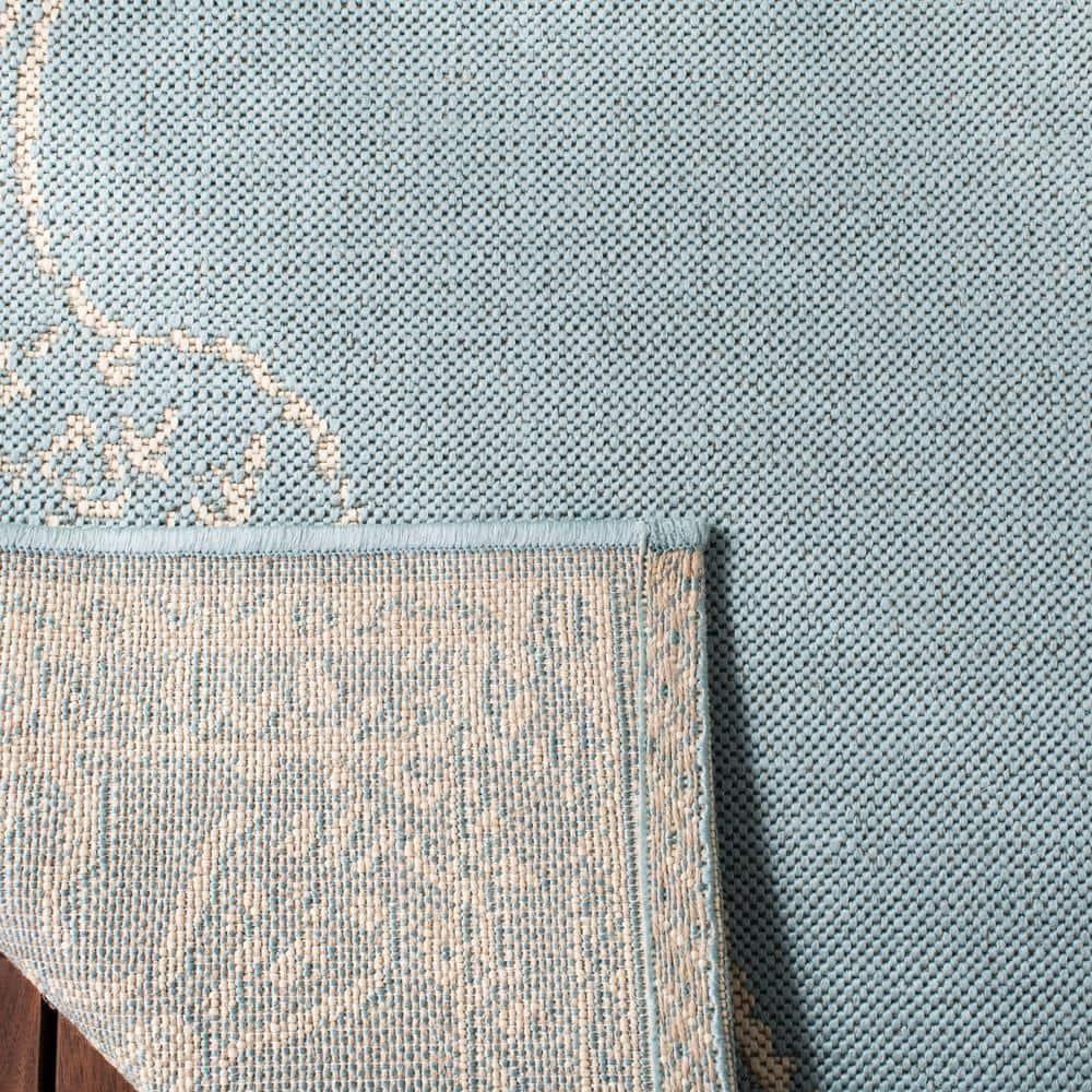 SAFAVIEH Beach House Janine Medallion Indoor/Outdoor Area Rug, Cream/Aqua, 2'2" x 4'