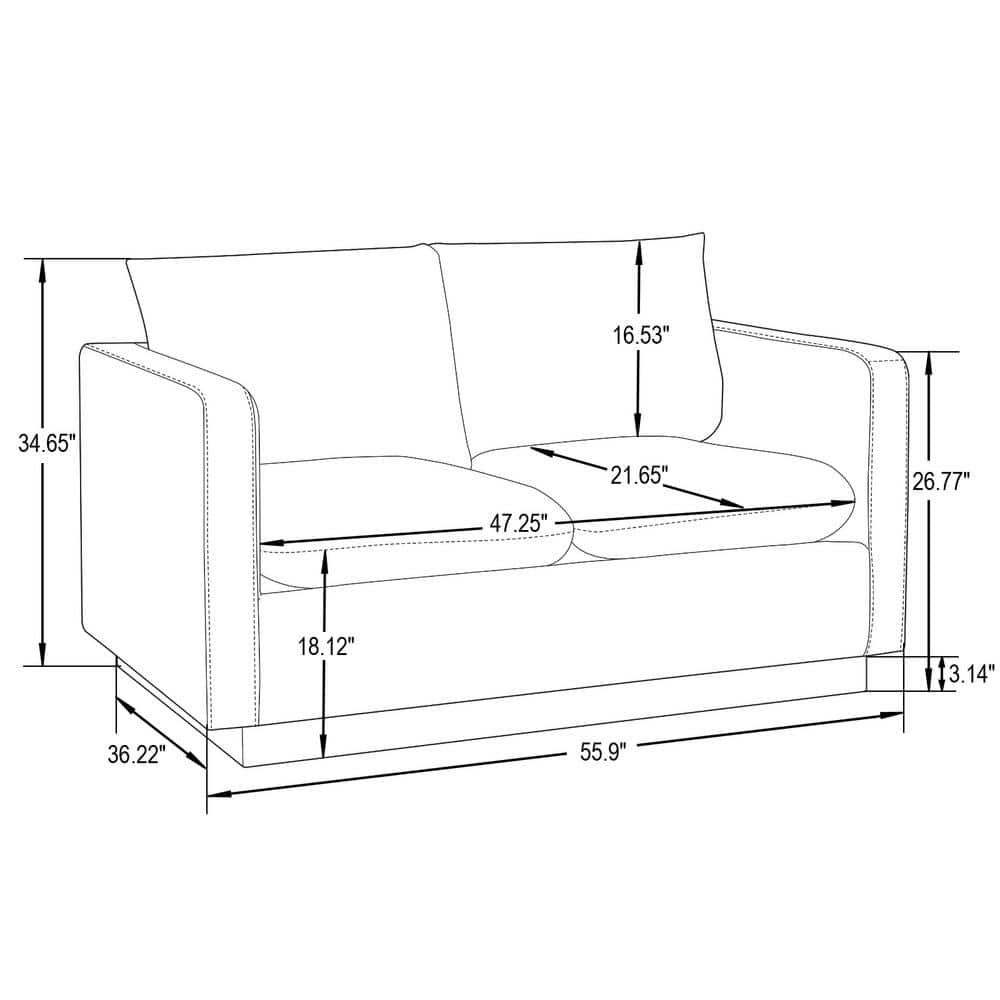 LeisureMod Nervo Mid-Century Modern Upholstered Faux Leather Loveseat with Gold Frame in Cognac Tan