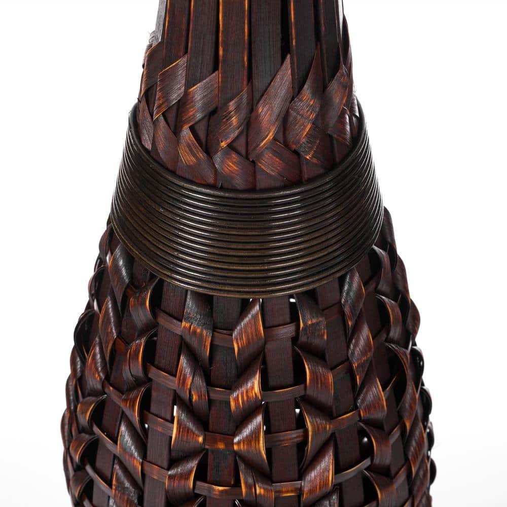 Uniquewise Antique Trumpet Style Brown Bamboo Floor Vase - 36-inch-Tall Decorative Vase for Entryway or Living Room - Vintage-Inspired Home Decor