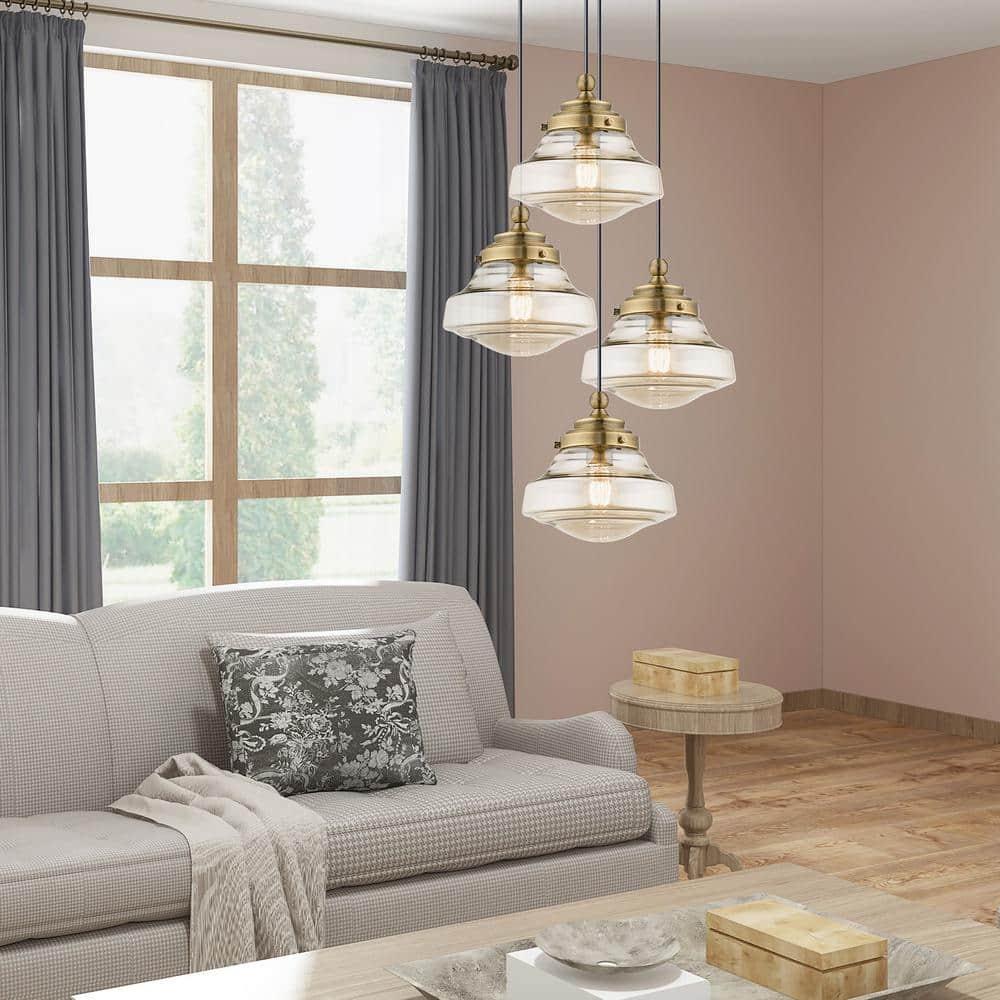 Livex Lighting Art Glass 1 - Light Pendant in  Antique Brass