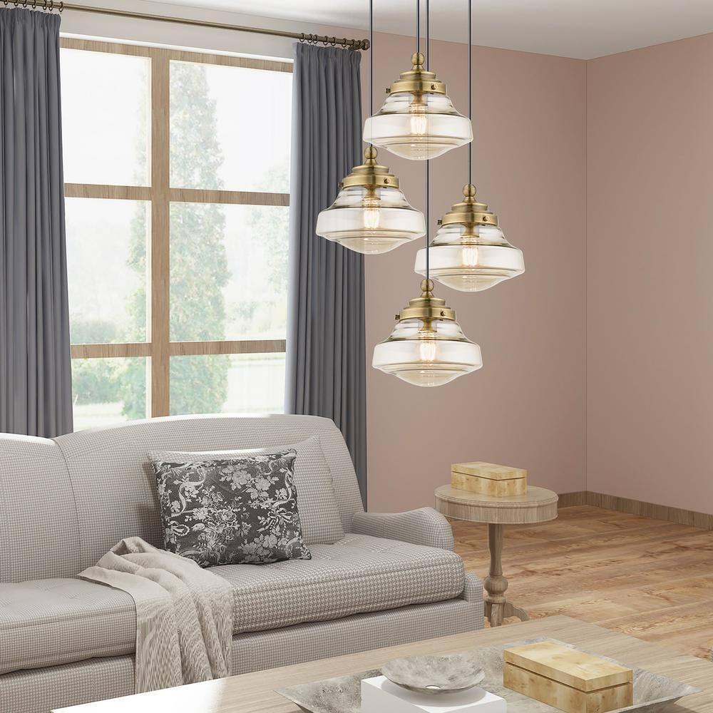 Livex Lighting Art Glass 1 - Light Pendant in  Antique Brass