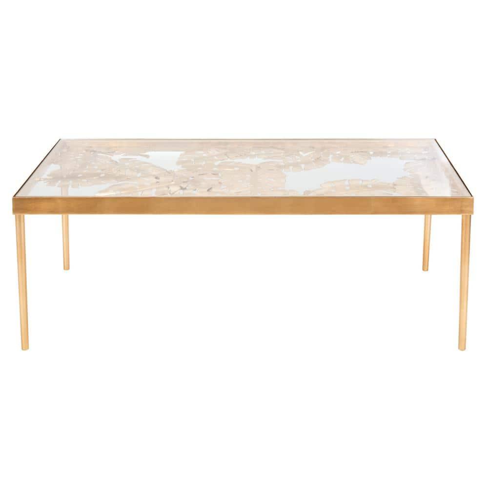 Leilani Palm Leaf Coffee Table - Gold Leaf/Glass - Safavieh