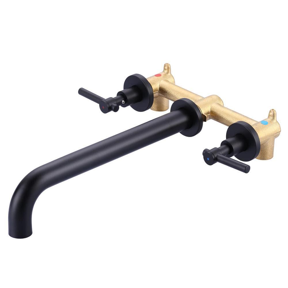 2-Handle 2-Hole Wall Mounted Bathroon Sink Faucet In Spot Resist (Valve Included)