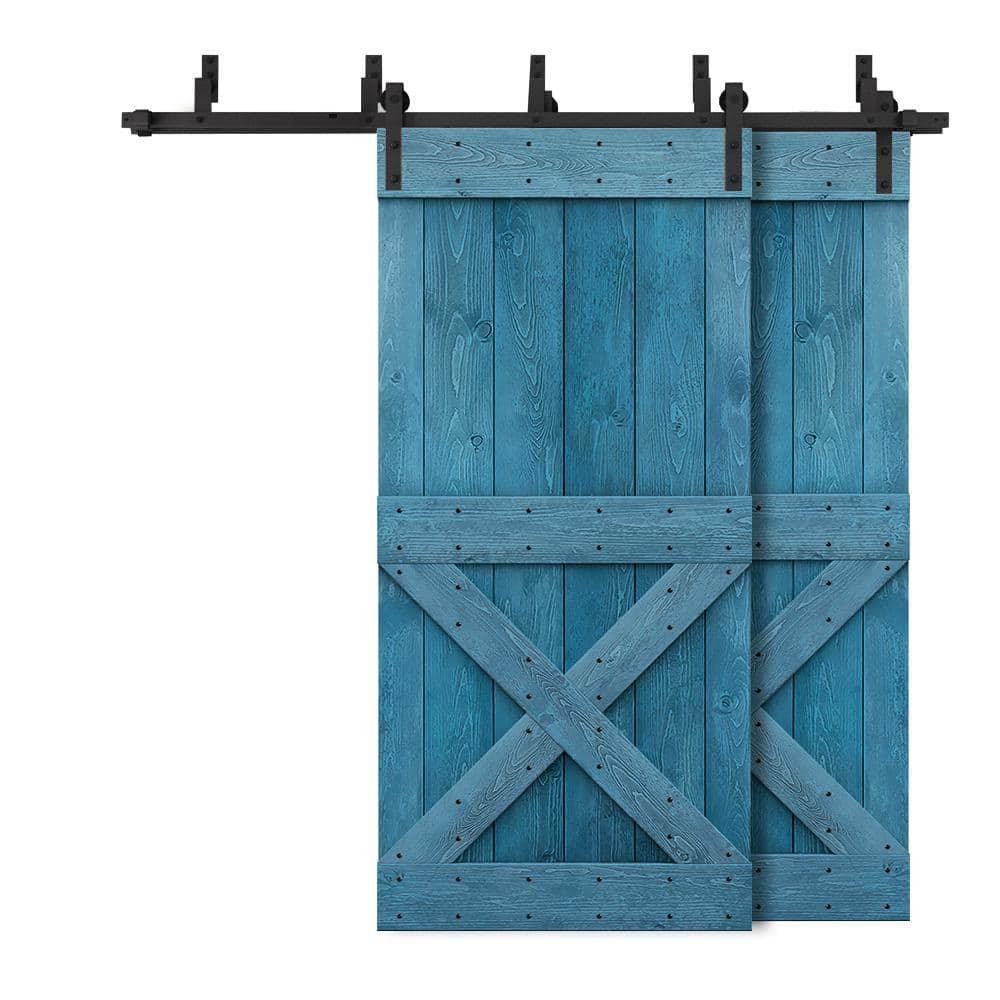 Calhome 84'' Solid Wood Paneled Painted with Installation Hardware Kit Barn Door