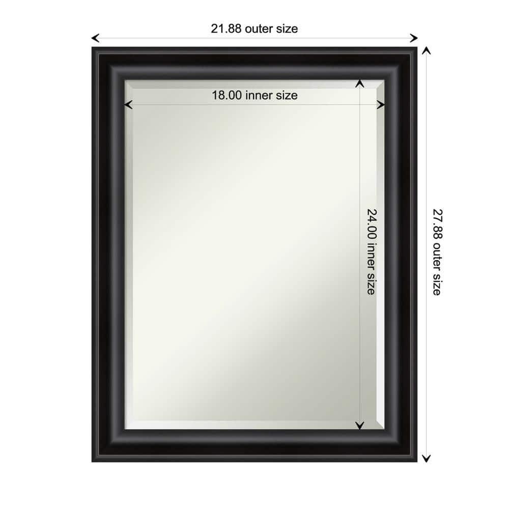 22" x 28" Non-Beveled Grand Narrow Bathroom Wall Mirror Black - Amanti Art: Modern Rectangle, Wall Mount, Polystyrene Frame