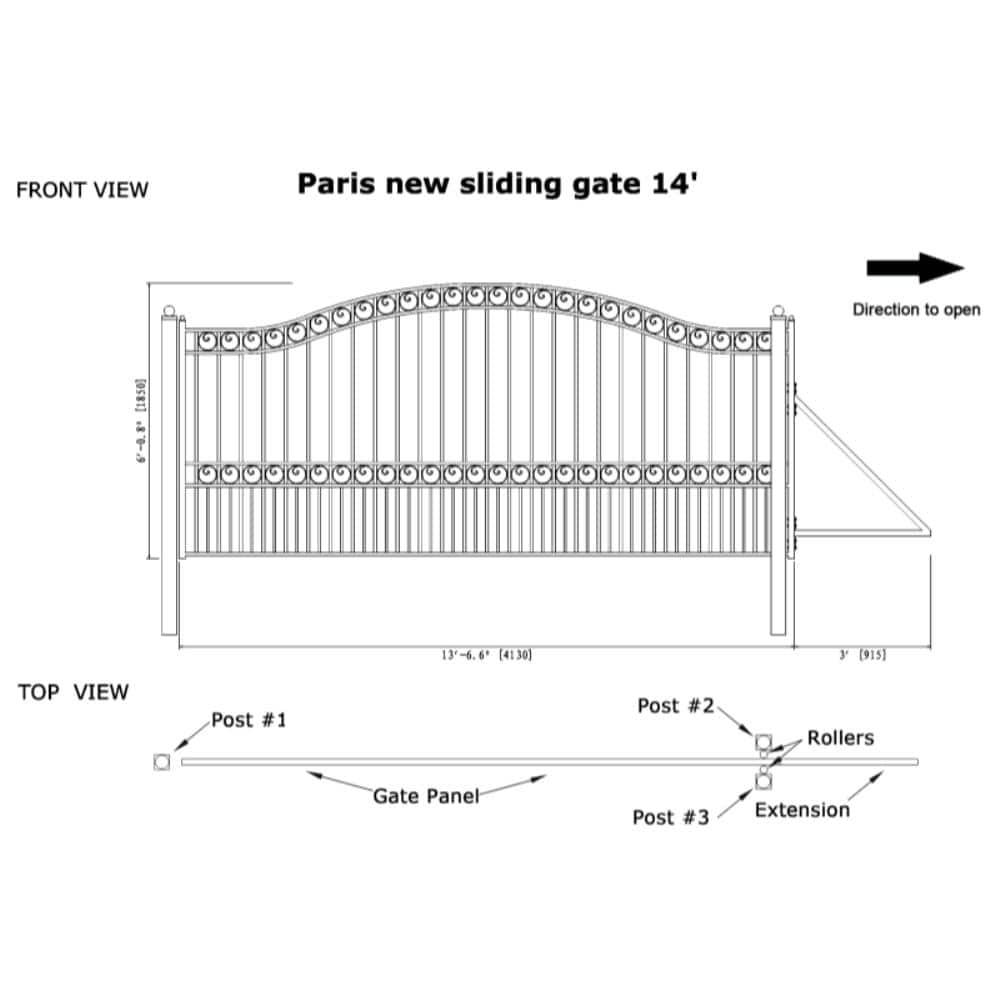 ALEKO ALEKO® Paris Style Single Slide Steel Driveway Gate with AC1400 Gate Opener