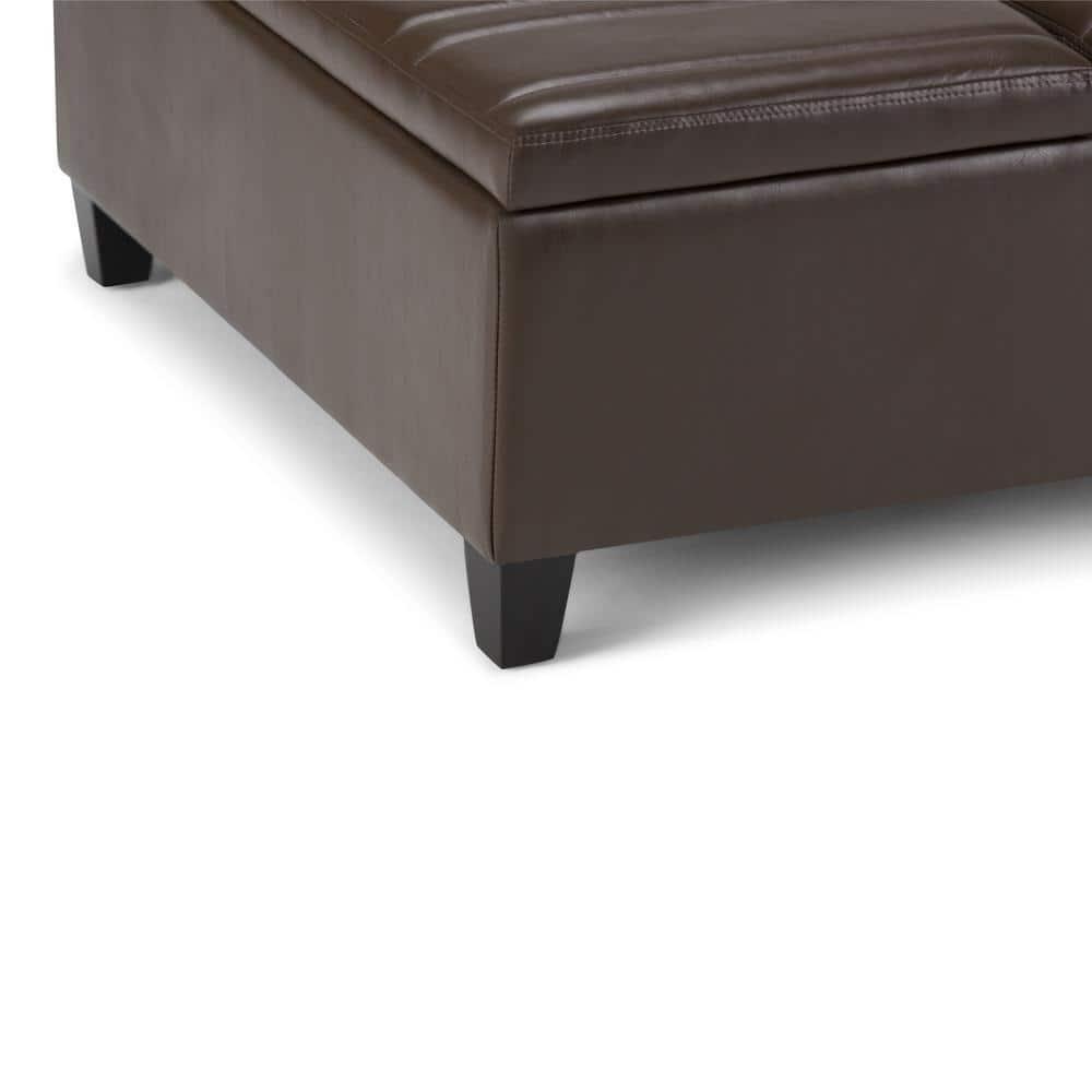 Simpli Home Ellis Storage Coffee Table Ottoman in Chocolate Brown