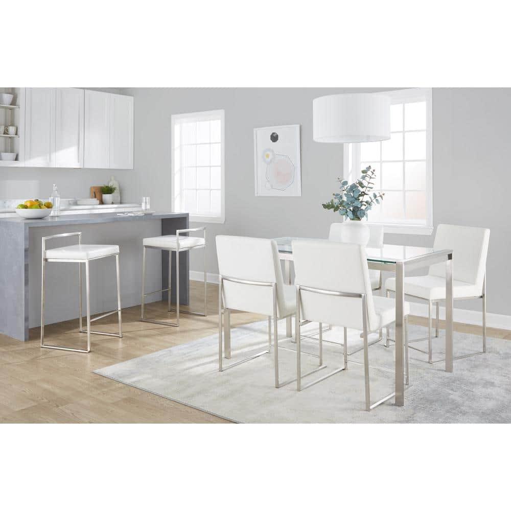 Set of 2 High Back Fuji Contemporary Dining Chairs: Upholstered, Floor Protectors - LumiSource