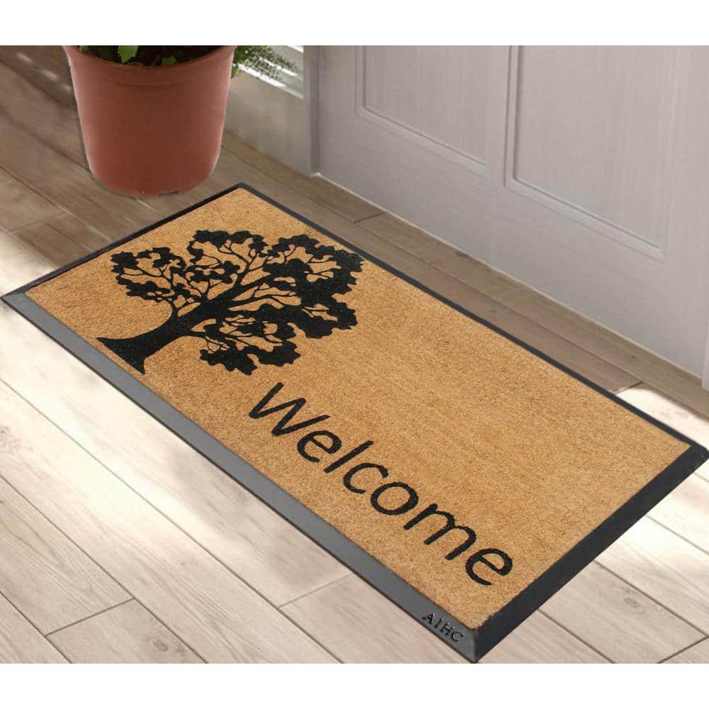 A1 Home Collections Entrance Door Mats, 24” x 48”, Durable Large Doormat, Non-Slip Welcome Doormat, Rubber Backed Thin-Profile Heavy Duty Door Mat, Doormat for Front Door, High Traffic Areas
