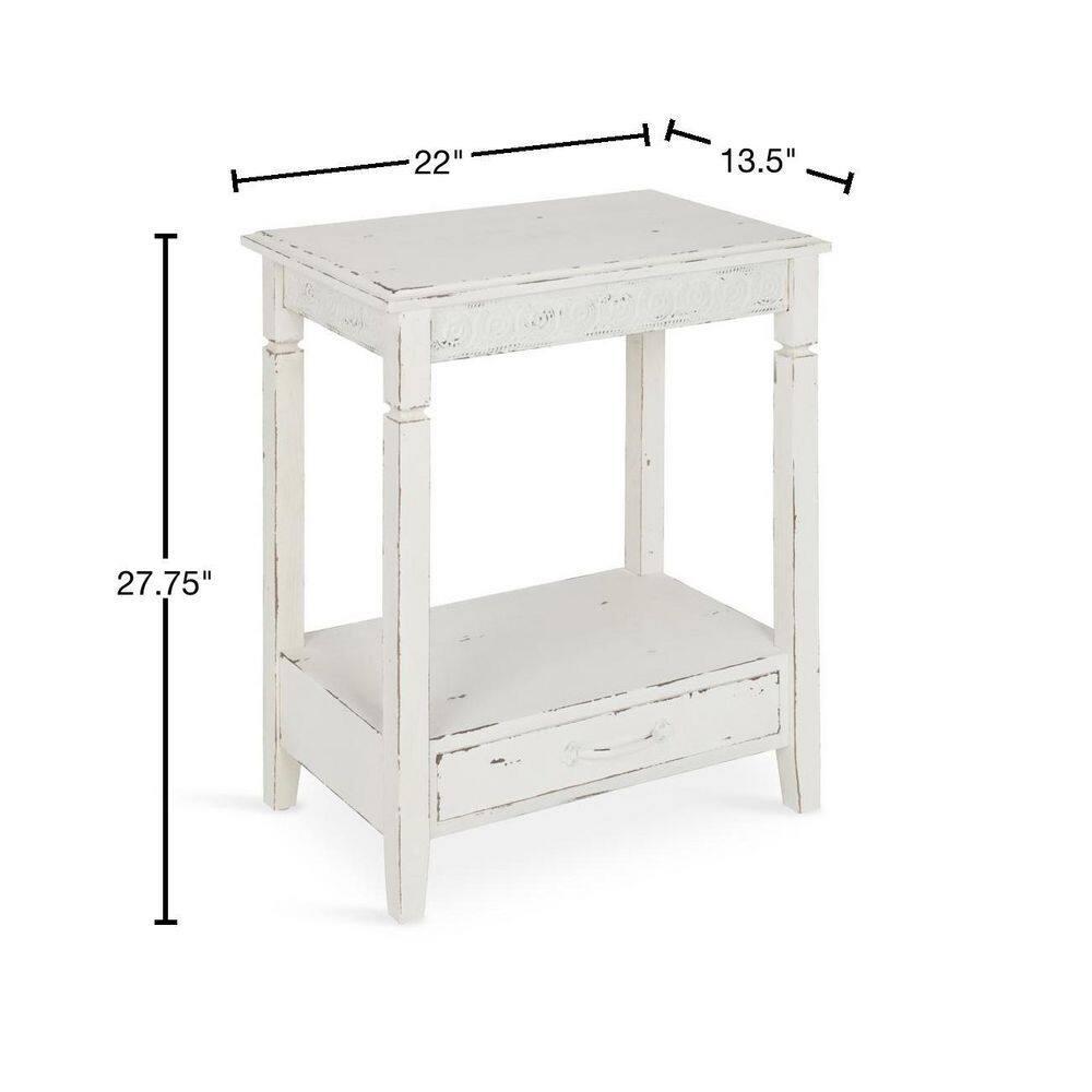 Kate and Laurel Idabelle Rectangle Wood Side Table, 13.5x22x27.75, White