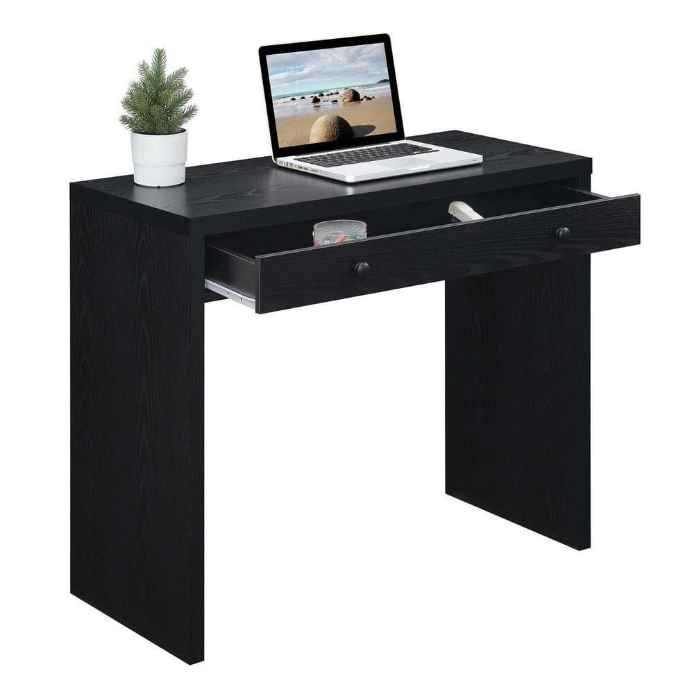 Black 36-Inch Wood Desk with Drawer