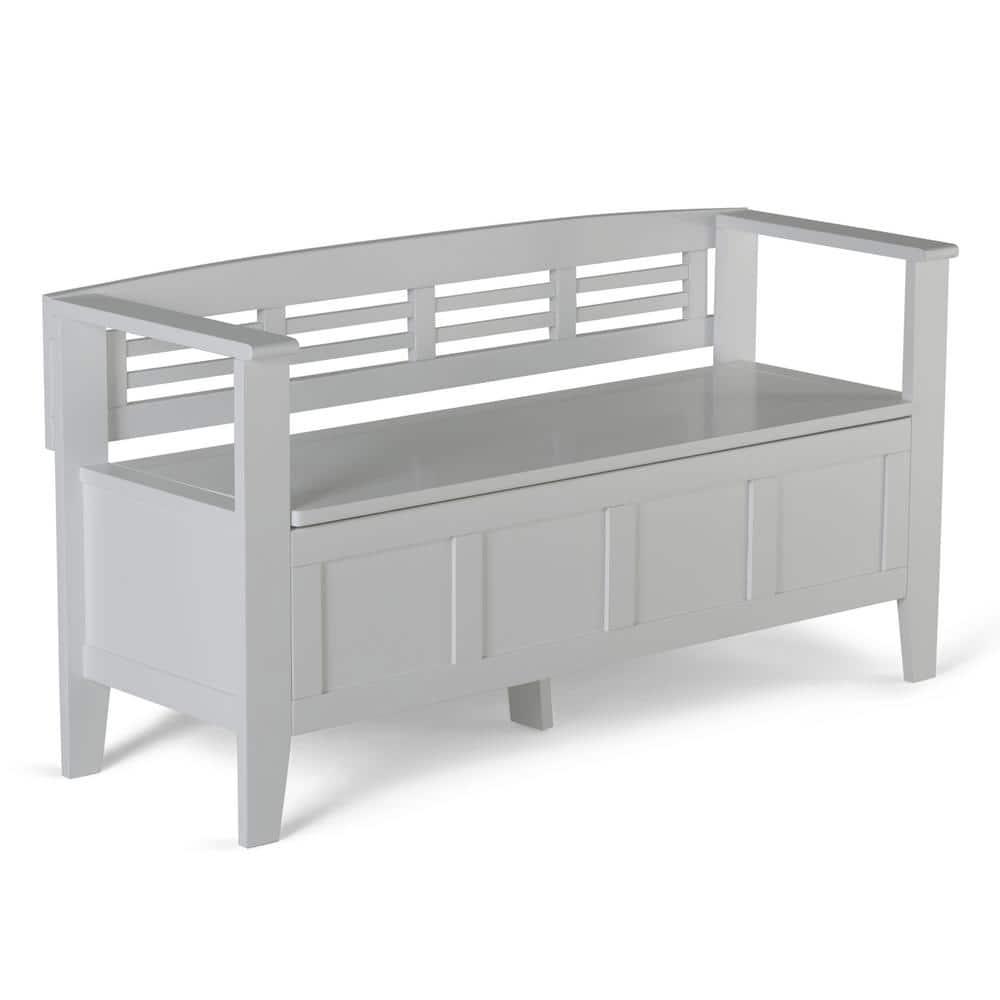 Simpli Home Adams 48"W Solid Wood Contemporary Entryway Storage Bench with Lift-Top Lid and Dual Compartments