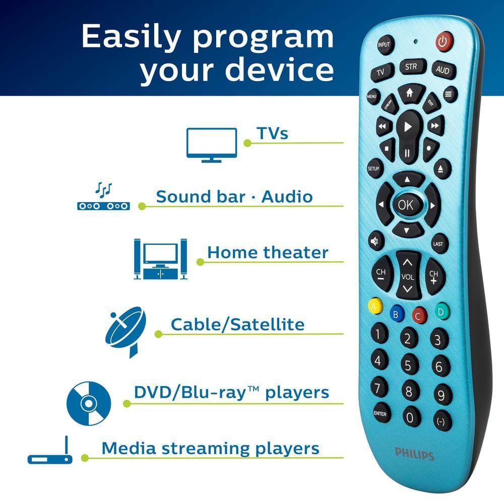 Philips 3-Device Universal Remote Control, Brushed Electric Blue, SRP3249B/27