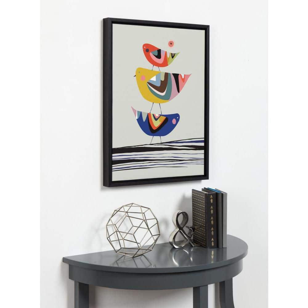 Kate and Laurel Sylvie The Family Tree Framed Canvas Wall Art by Rachel Lee of My Dream Wall, 18x24 Black, Colorful Animal Art for Wall